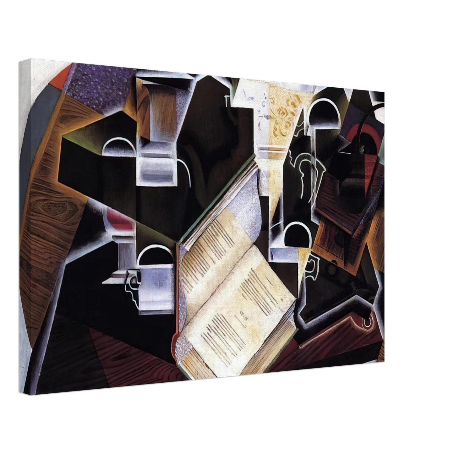 Juan Gris - BOOK PIPE AND GLASSES Canvas - 70x100 cm / 28x40 inches-canvas