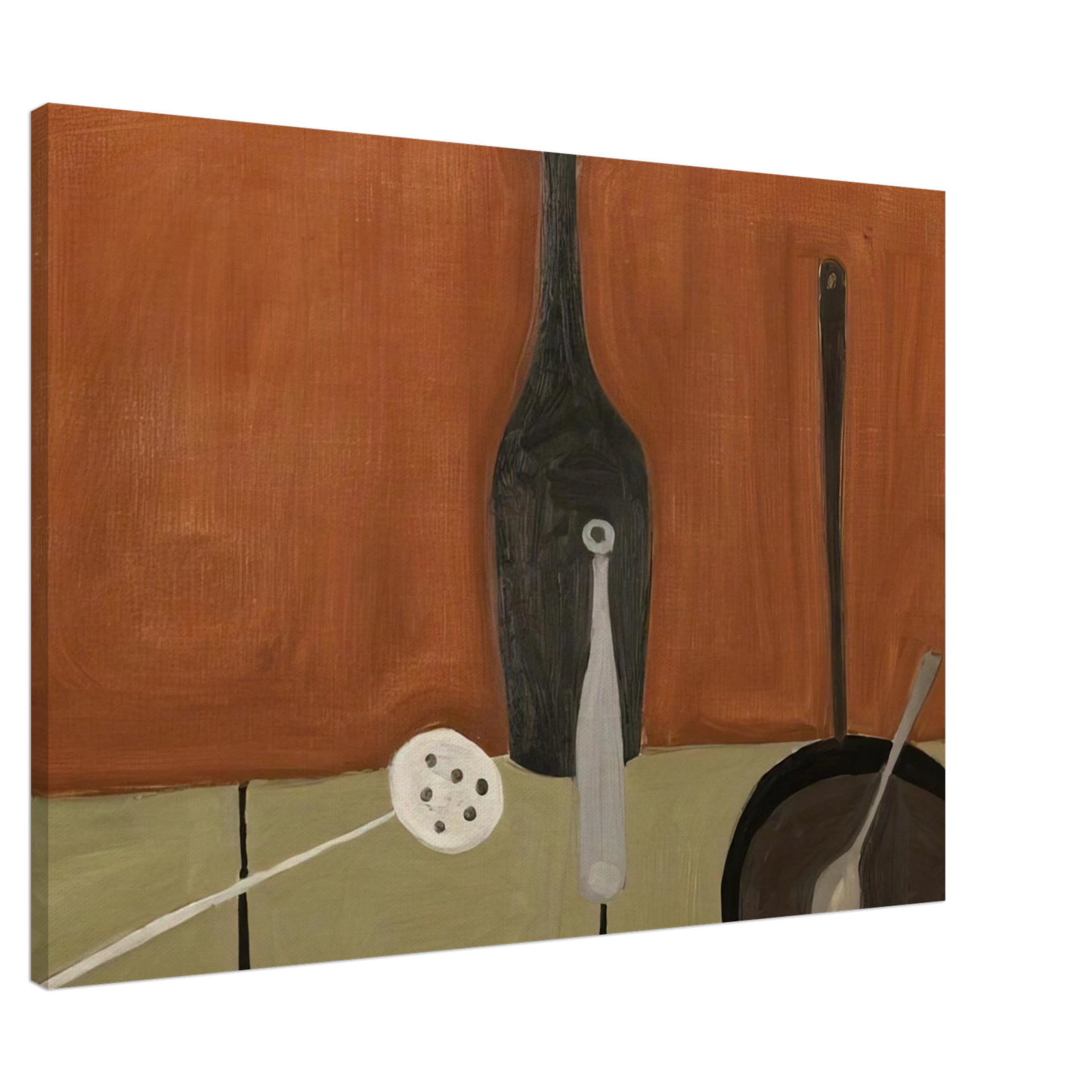 William Scott - Bottle and Fish Slice - 1949 Canvas - 20x30 cm / 8x12 inches-canvas