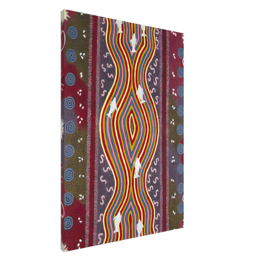 Clifford Possum Tjapaltjarri - Fish and Honey Dreaming - Native Art Canvas - 20x30 cm / 8x12 inches-canvas