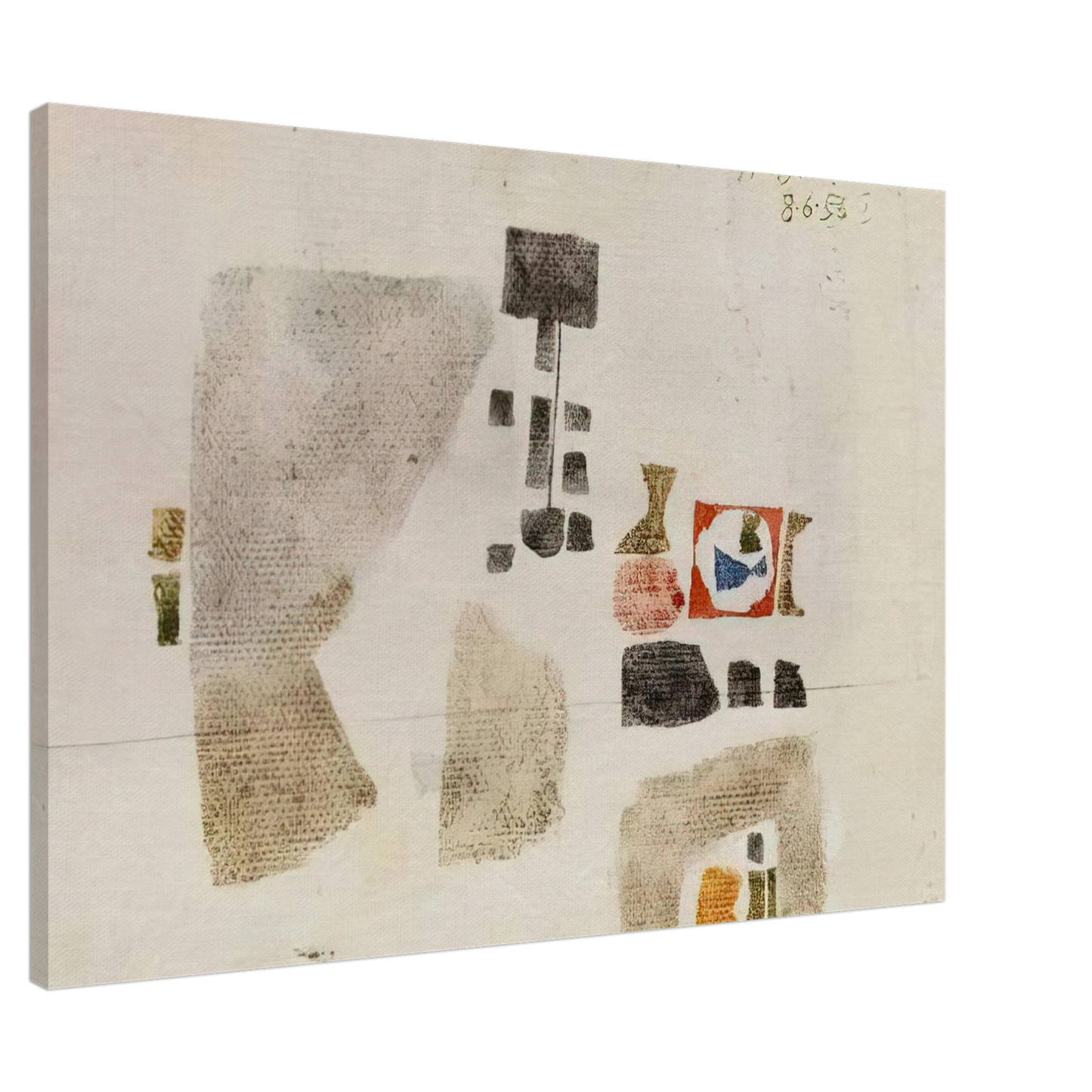 Julius Bissier - Komposition - 1956 Canvas - 20x30 cm / 8x12 inches-canvas