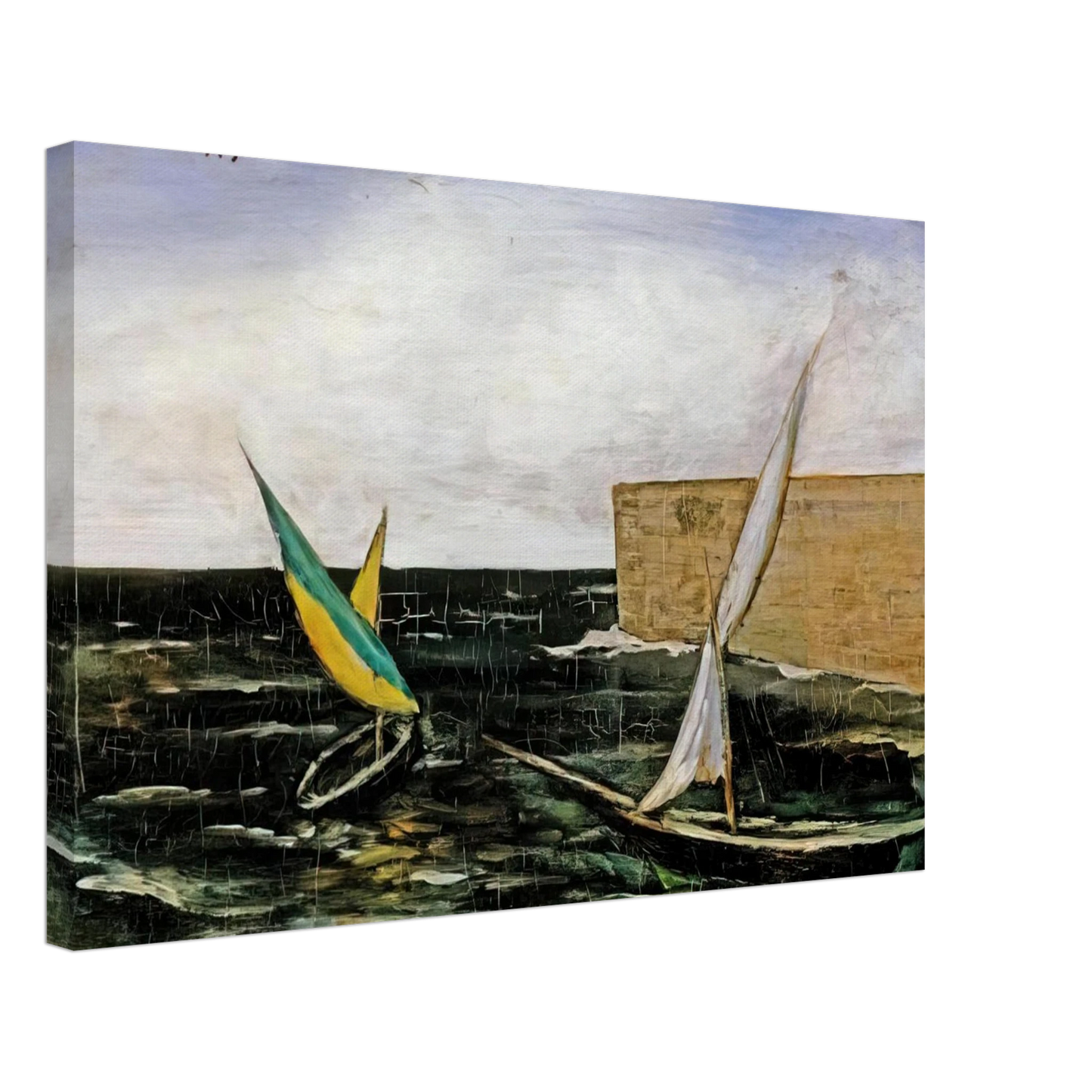 Carlo Carra - VELE NEL PORTO Canvas - 40x60 cm / 16x24 inches-canvas