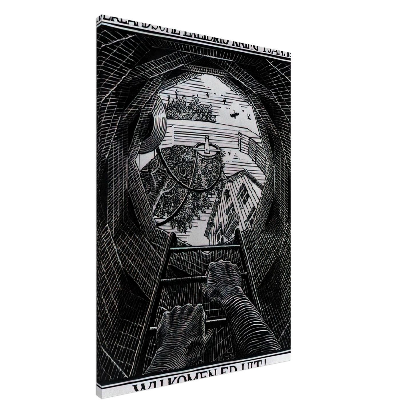 MC Escher - NEW YEAR S GREETING CARD Canvas - 20x30 cm / 8x12 inches-canvas