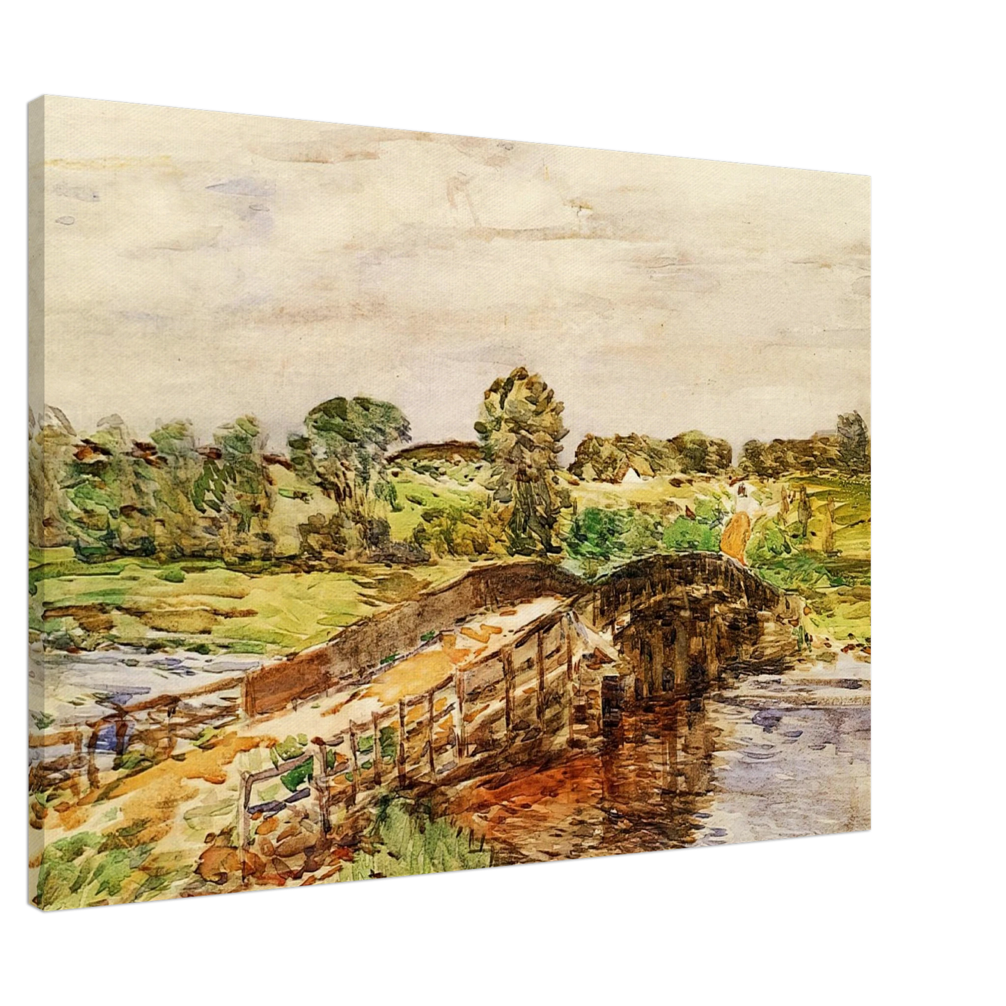 Childe Hassam - Bridge at Old Lyme 02 Canvas - 20x30 cm / 8x12 inches-canvas