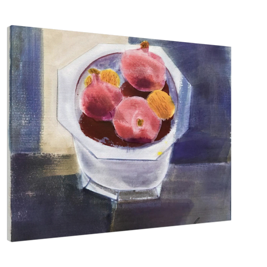 Morris Graves - Still Life with Bowl of Pomegranates - 1964 Canvas - 20x30 cm / 8x12 inches-canvas