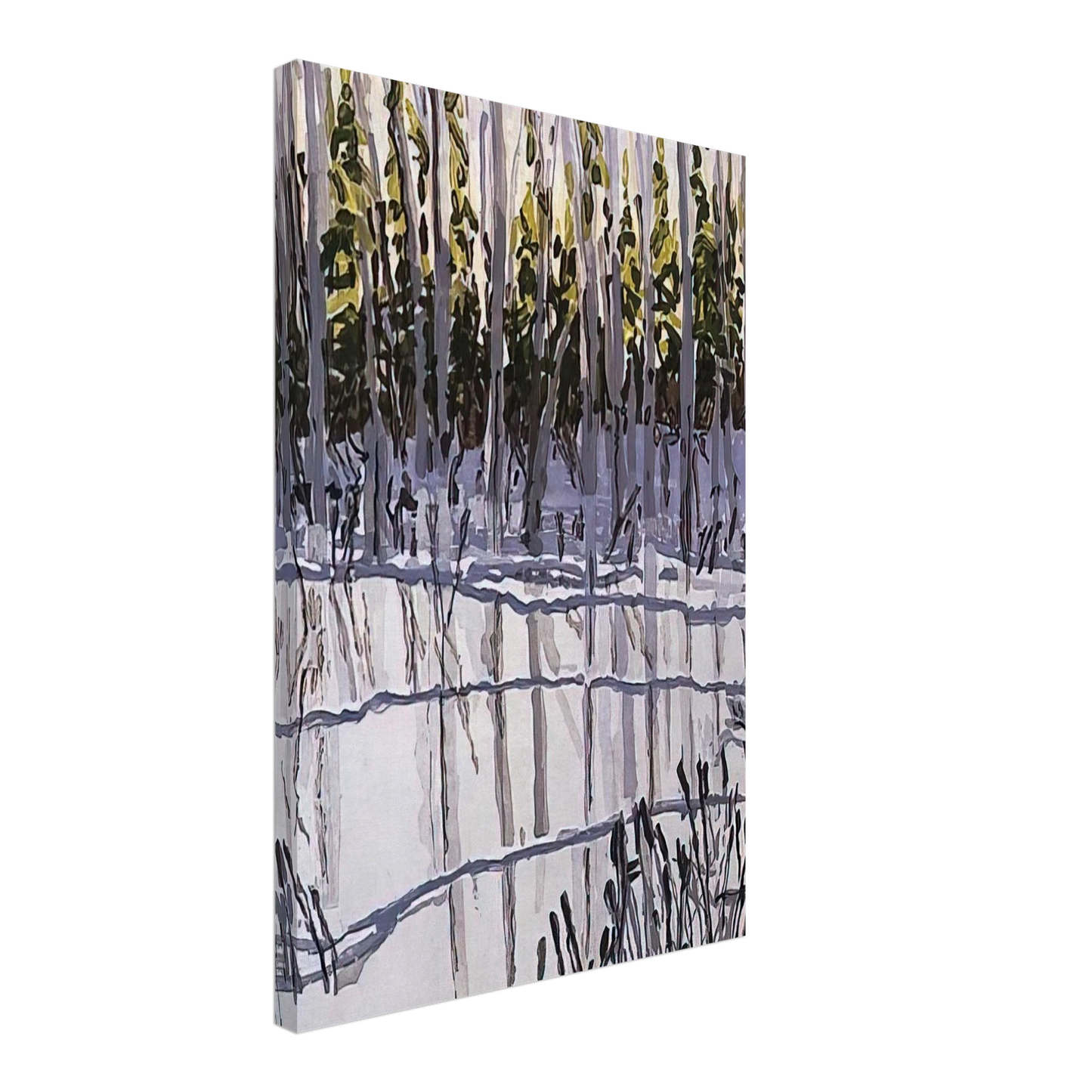 Neil Welliver - Trees Reflected on Ice - 2002 Canvas - 70x100 cm / 28x40 inches-canvas