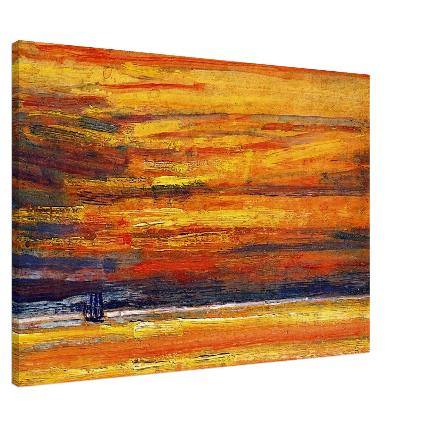 Childe Hassam - Sailing Vessel at Sea, Sunset Canvas - 20x30 cm / 8x12 inches-canvas