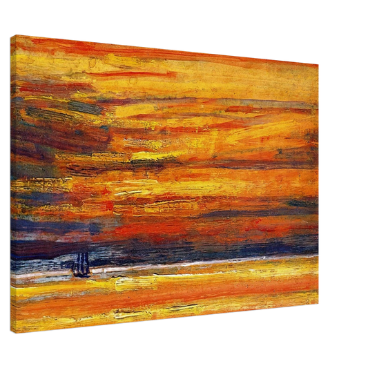 Childe Hassam - Sailing Vessel at Sea, Sunset Canvas - 20x30 cm / 8x12 inches-canvas