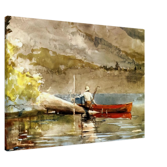 Winslow Homer - THE RED CANOE 1884 Canvas - 20x30 cm / 8x12 inches-canvas