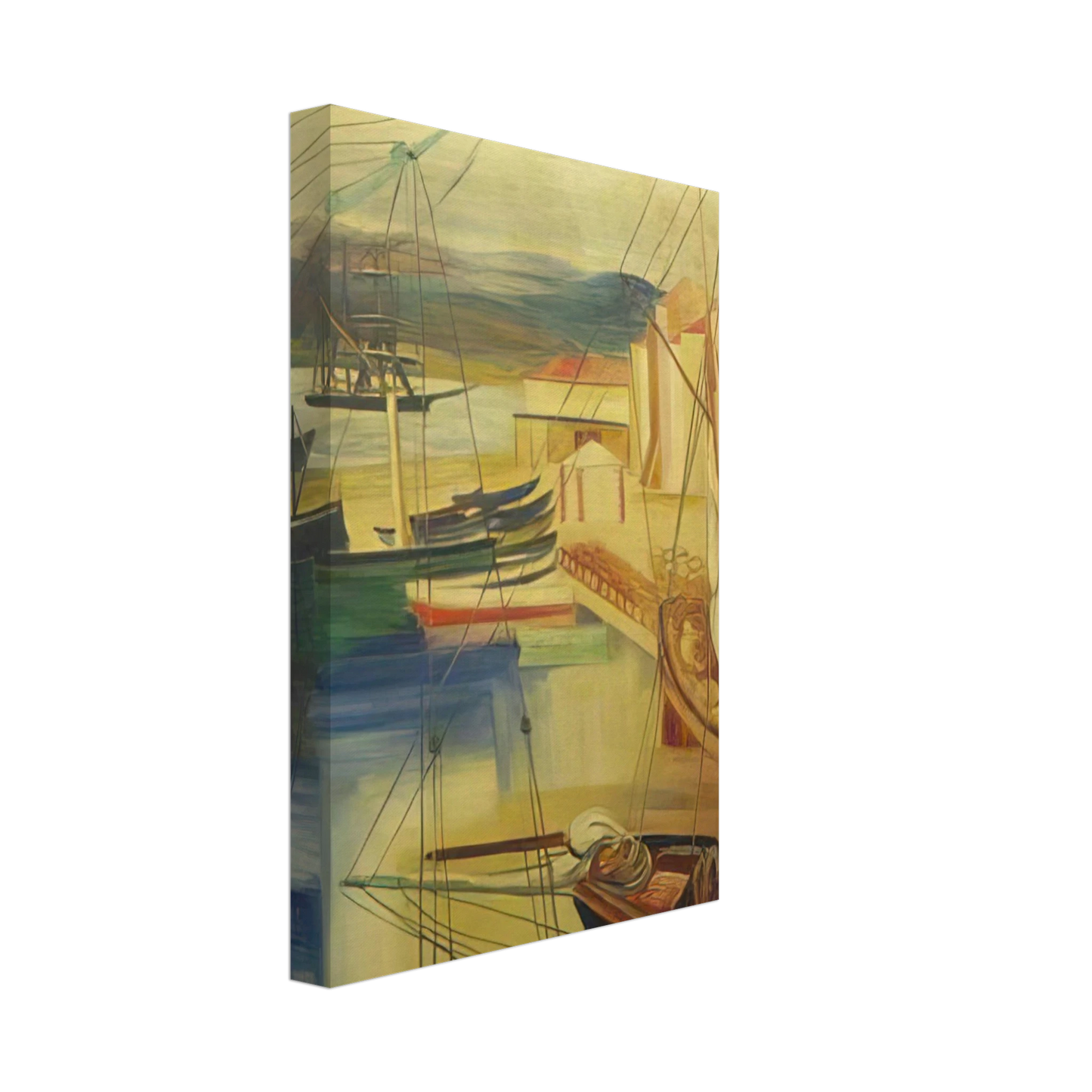 Moise Kisling - SHIPS MOORED ALONG THE DOCKS Canvas - 70x100 cm / 28x40 inches-canvas