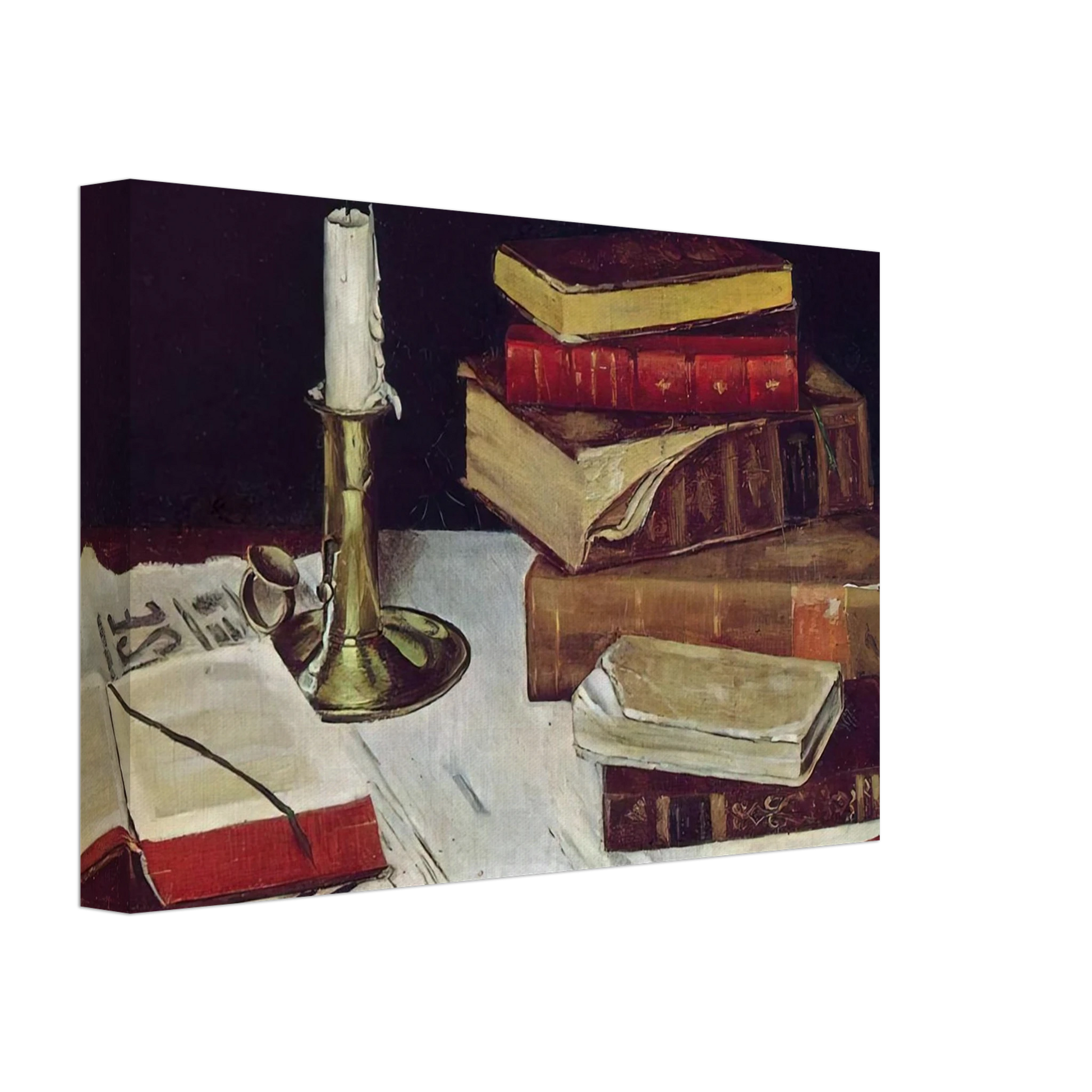 Henri Matisse - STILL LIFE WITH BOOKS AND CANDLE 1890 Canvas - 40x60 cm / 16x24 inches-canvas