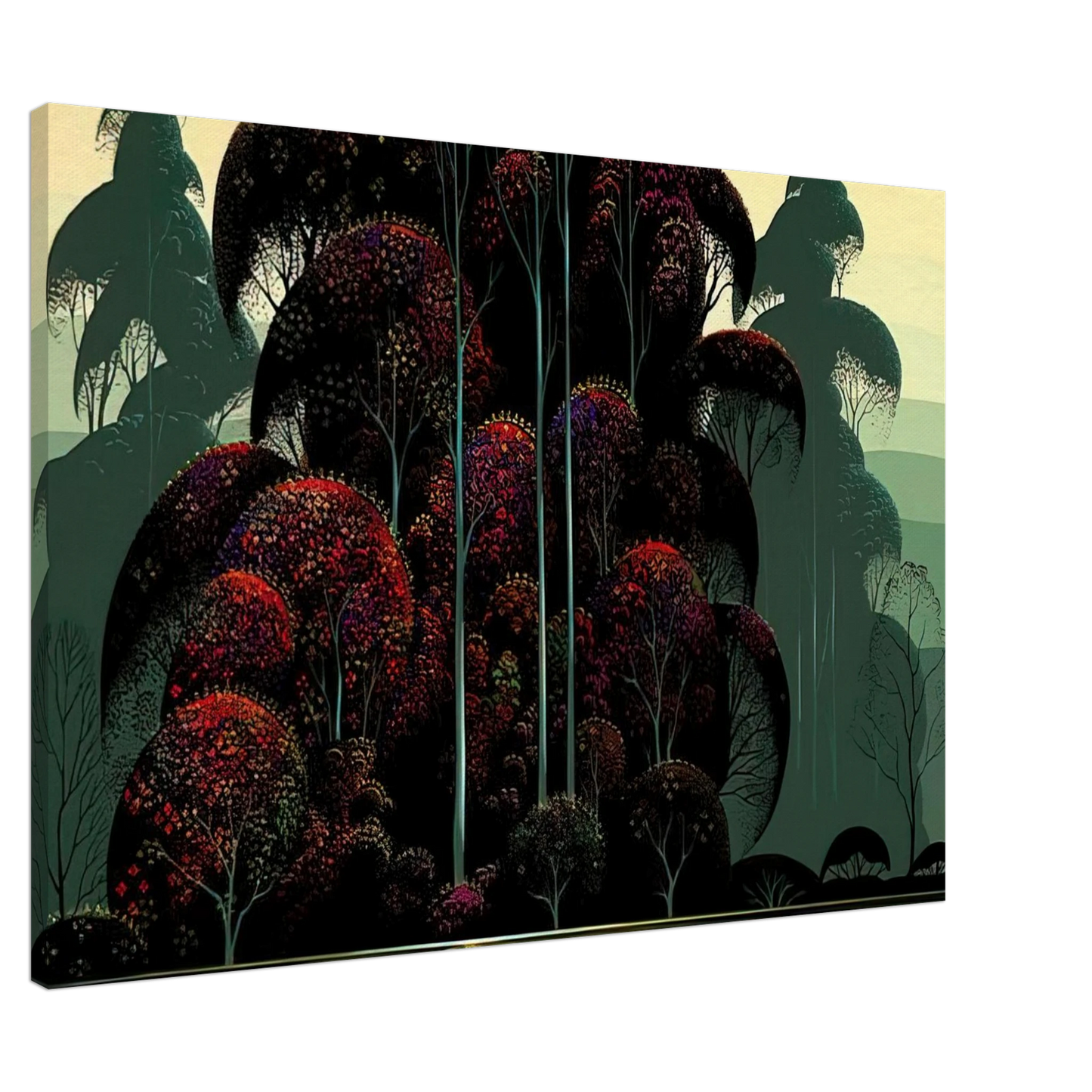 Eyvind Earle - Crimson Autumn Canvas - 20x30 cm / 8x12 inches-canvas