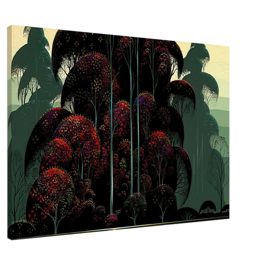 Eyvind Earle - Crimson Autumn Canvas - 20x30 cm / 8x12 inches-canvas