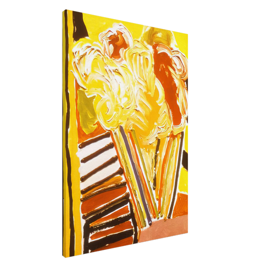 Ronnie Landfield - Yellow Flower Painting - 1973 Canvas - 20x30 cm / 8x12 inches-canvas