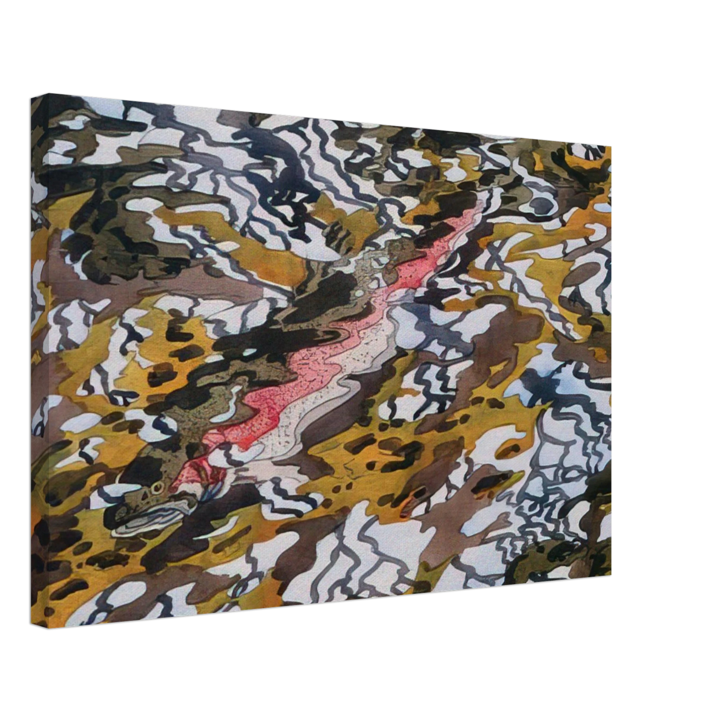 Neil Welliver - Trout and Reflected Tree - 1985 Canvas - 40x60 cm / 16x24 inches-canvas