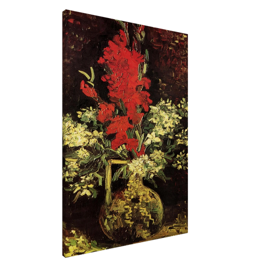 Vincent van Gogh - Vase with Gladioli and Carnations Canvas - 20x30 cm / 8x12 inches-canvas