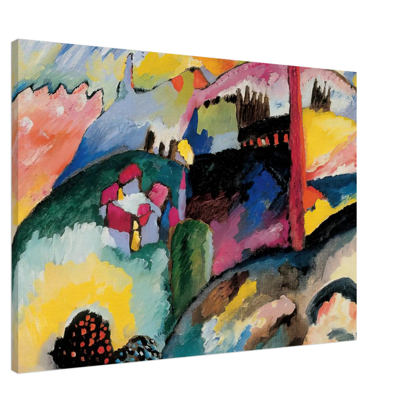 Wassily Kandinsky - LANDSCAPE WITH FACTORY CHIMNEY 1910 Canvas - 20x30 cm / 8x12 inches-canvas