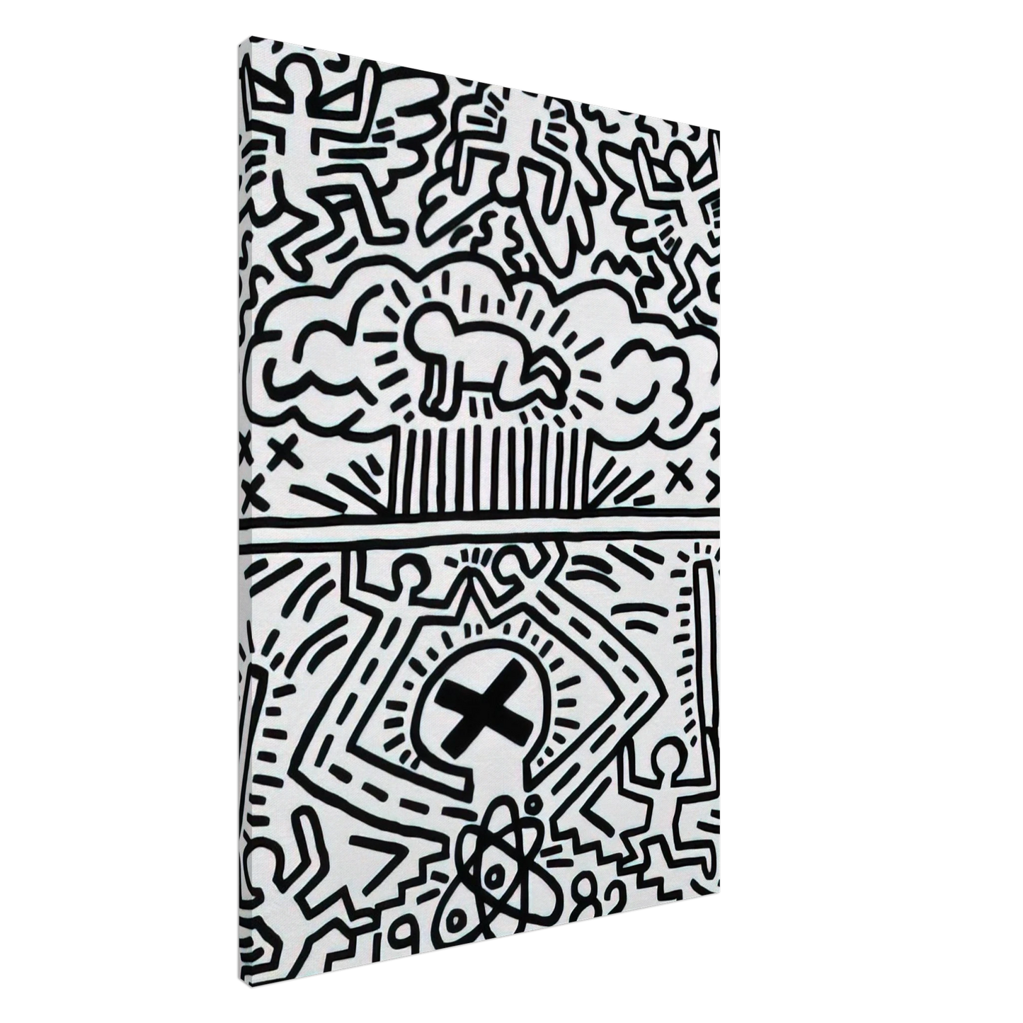 Keith Haring - ANTI NUCLEAR RALLY 1982 Canvas - 20x30 cm / 8x12 inches-canvas