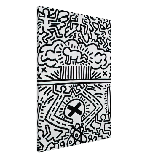 Keith Haring - ANTI NUCLEAR RALLY 1982 Canvas - 20x30 cm / 8x12 inches-canvas