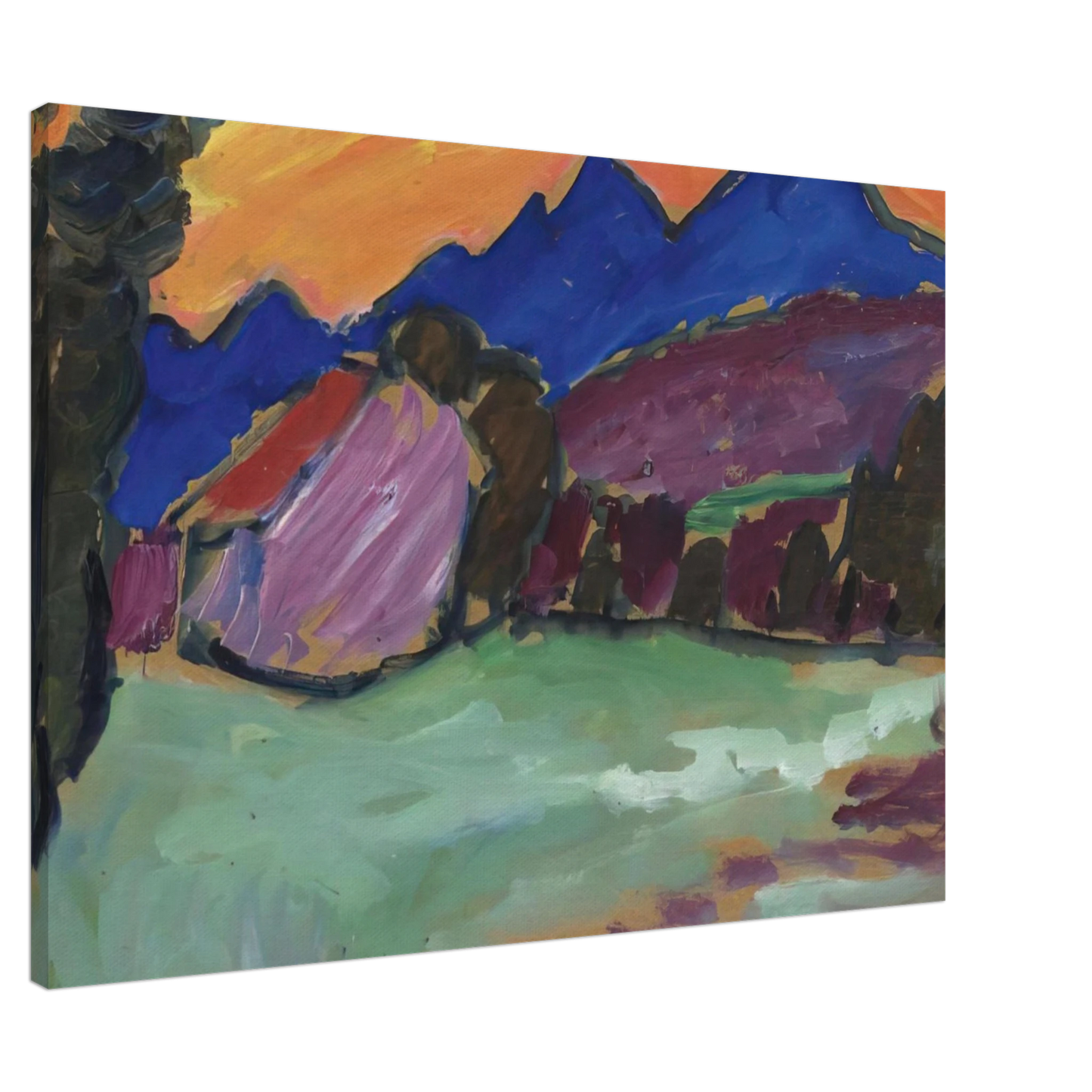 Alexej von Jawlensky - ROTER ABEND BLAUE BERGE 1910 Canvas - 20x30 cm / 8x12 inches-canvas