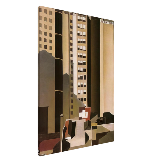 Charles Sheeler - Skyscrapers - 1922 Canvas - 20x30 cm / 8x12 inches-canvas