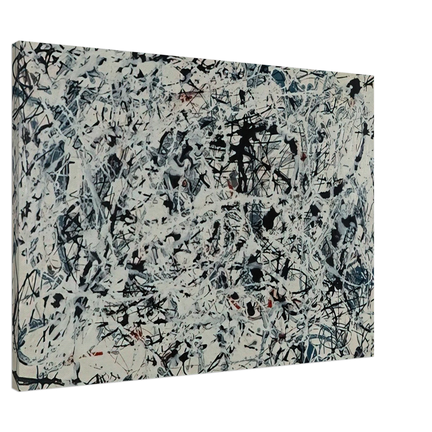 Jackson Pollock - COMPOSITION WHITE BLACK BLUE AND RED ON WHITE 1948 Canvas - 20x30 cm / 8x12 inches-canvas