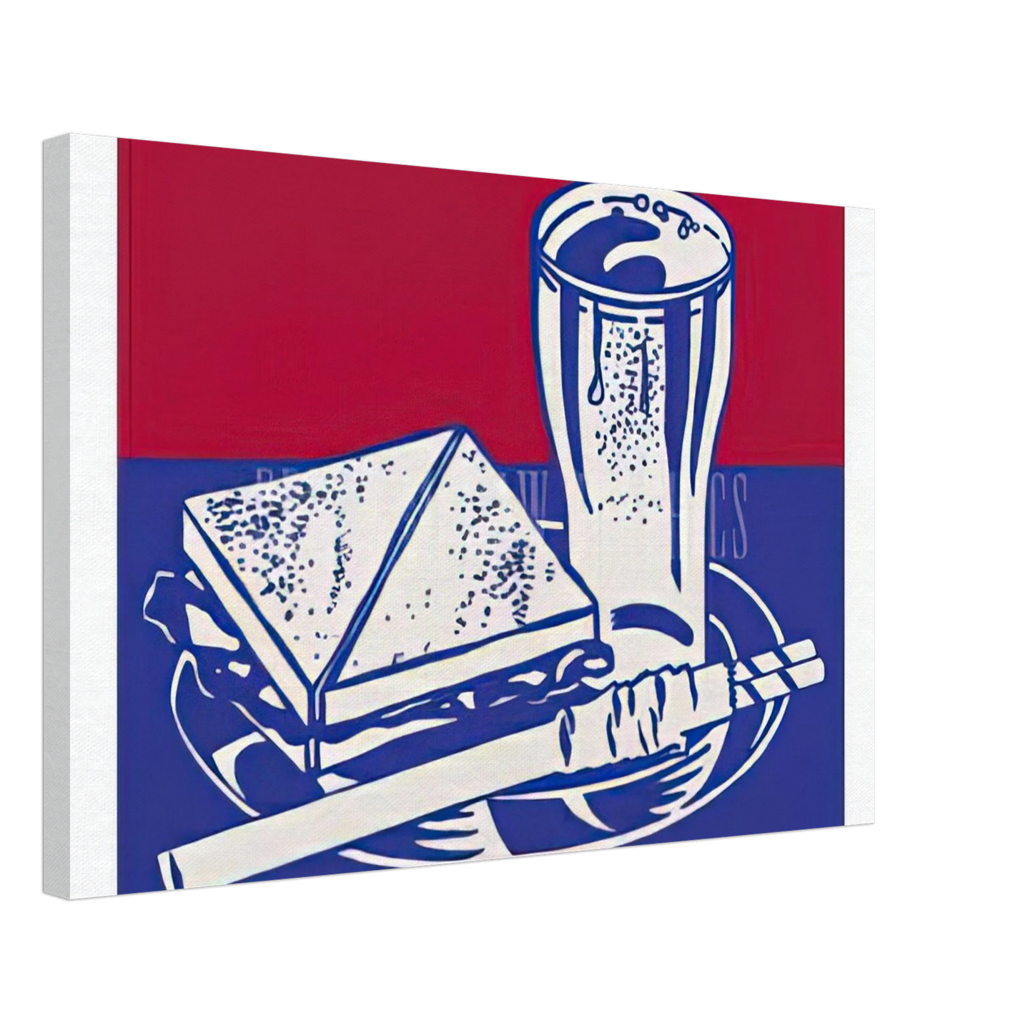 Roy Lichtenstein - SANDWICH AND SODA 1964 Canvas - 70x100 cm / 28x40 inches-canvas