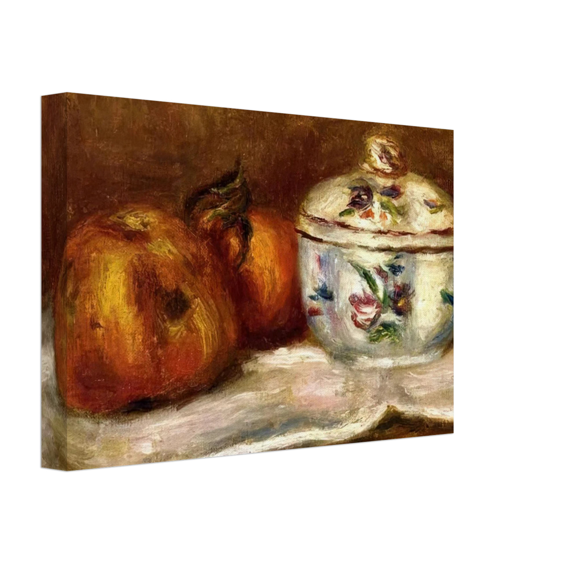 Pierre-Auguste Renoir - Sugar Bowl, Apple and Orange Canvas - 70x100 cm / 28x40 inches-canvas