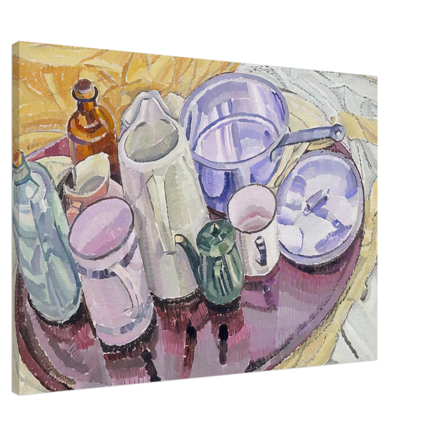 Grace Cossington Smith - Things on an iron tray on the floor - 1928 Canvas - 20x30 cm / 8x12 inches-canvas