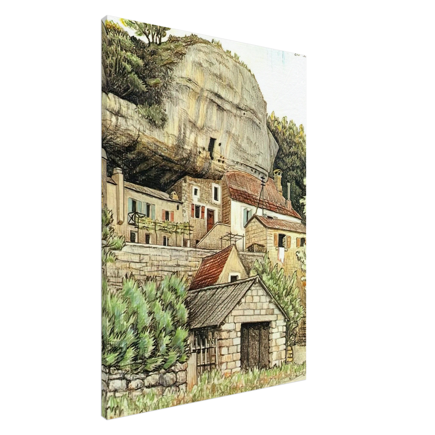 MC Escher - LES EYZIES FRANCE Canvas - 20x30 cm / 8x12 inches-canvas