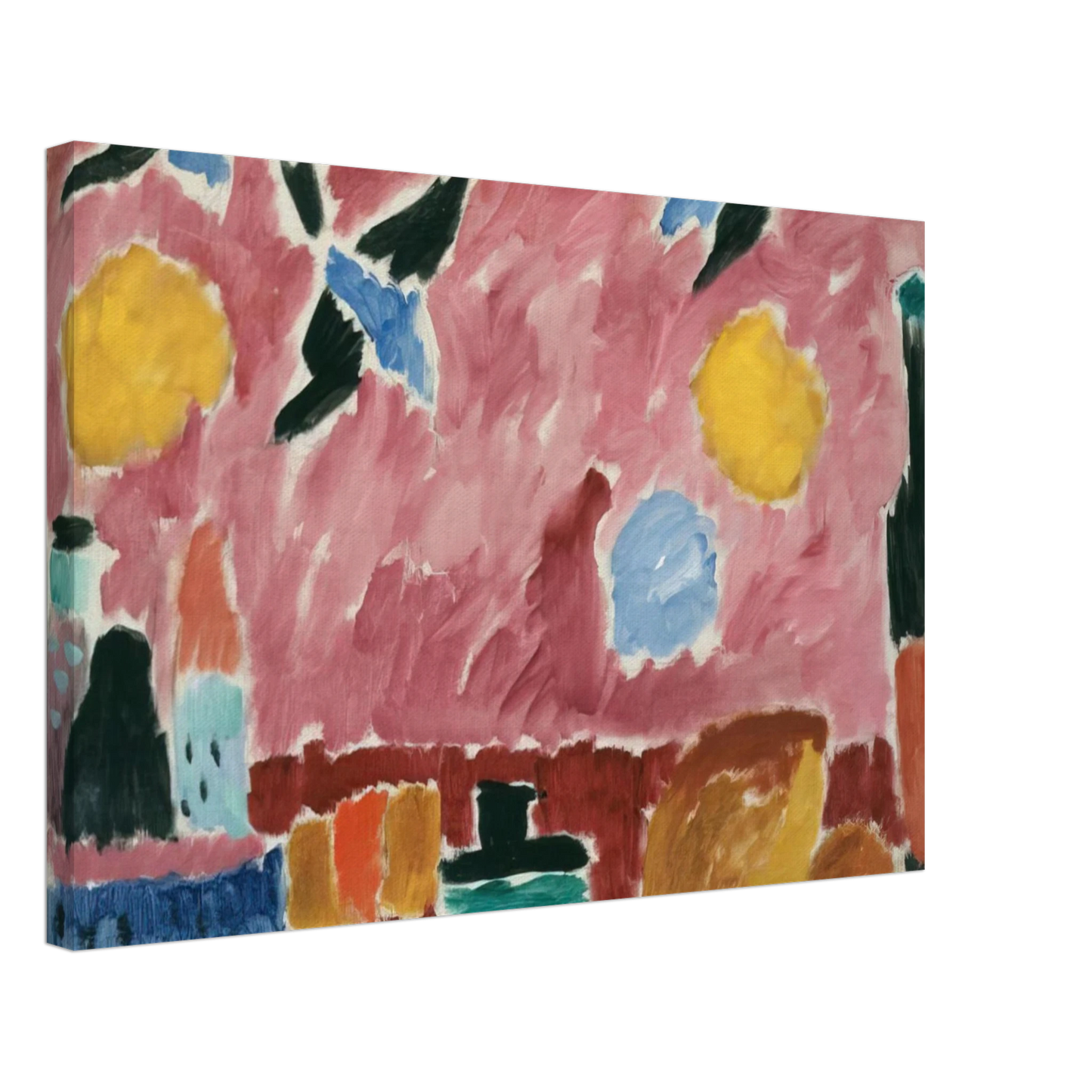 Alexej von Jawlensky - STILL LIFE WITH BOTTLE BREAD AND RED WALLPAPER WITH SWALLOWS 1915 Canvas - 40x60 cm / 16x24 inches-canvas