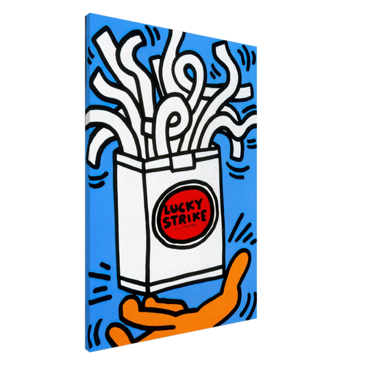 Keith Haring - LUCKY STRIKE 1987 Canvas - 20x30 cm / 8x12 inches-canvas