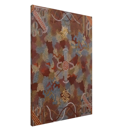 Clifford Possum Tjapaltjarri - Frog Dreaming - 1989 Canvas - 20x30 cm / 8x12 inches-canvas