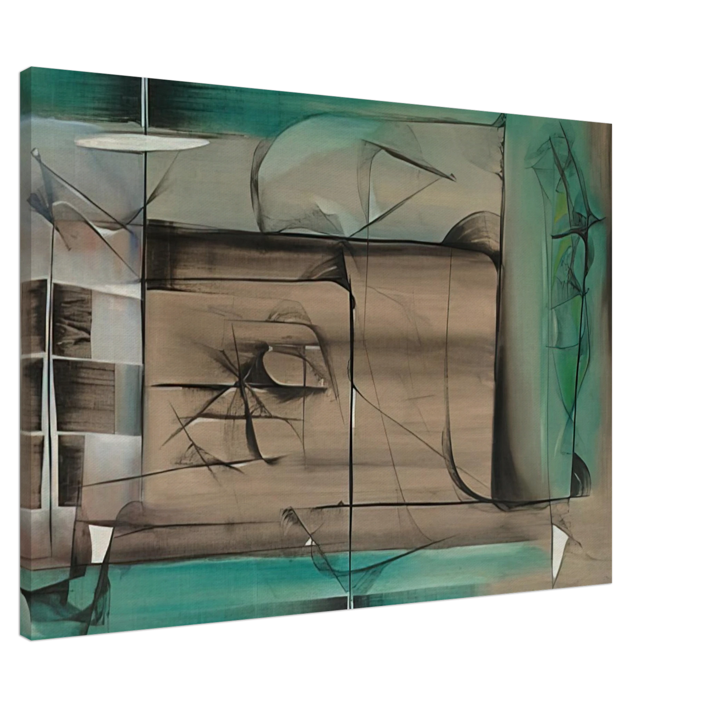 Jimmy Ernst - Abstraction in Green and Black - 1946 Canvas - 20x30 cm / 8x12 inches-canvas