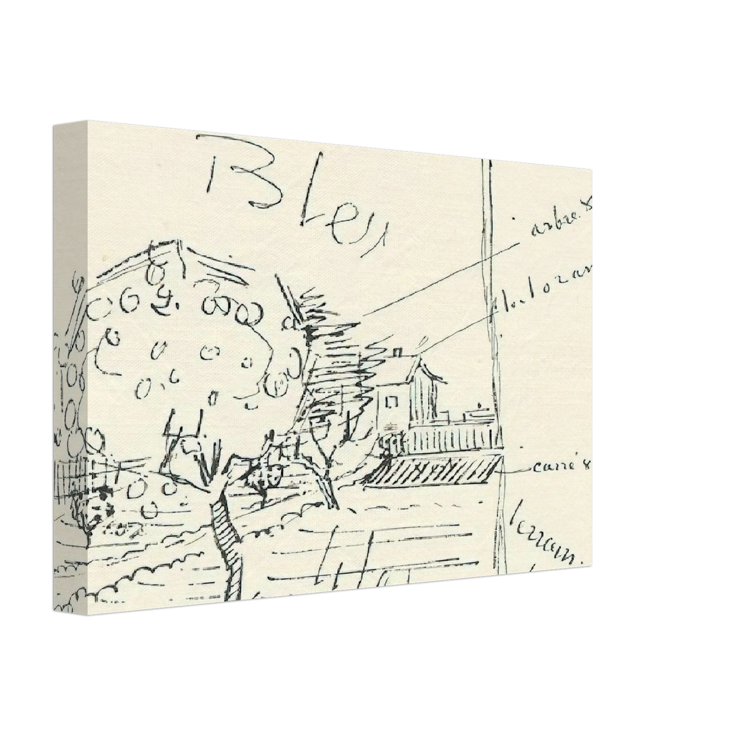 Vincent van Gogh - Orchard and House with Orange Roof Canvas - 40x60 cm / 16x24 inches-canvas