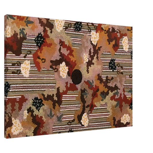 Clifford Possum Tjapaltjarri - Wildflowers at Yabbierangu - 1991 Canvas - 20x30 cm / 8x12 inches-canvas