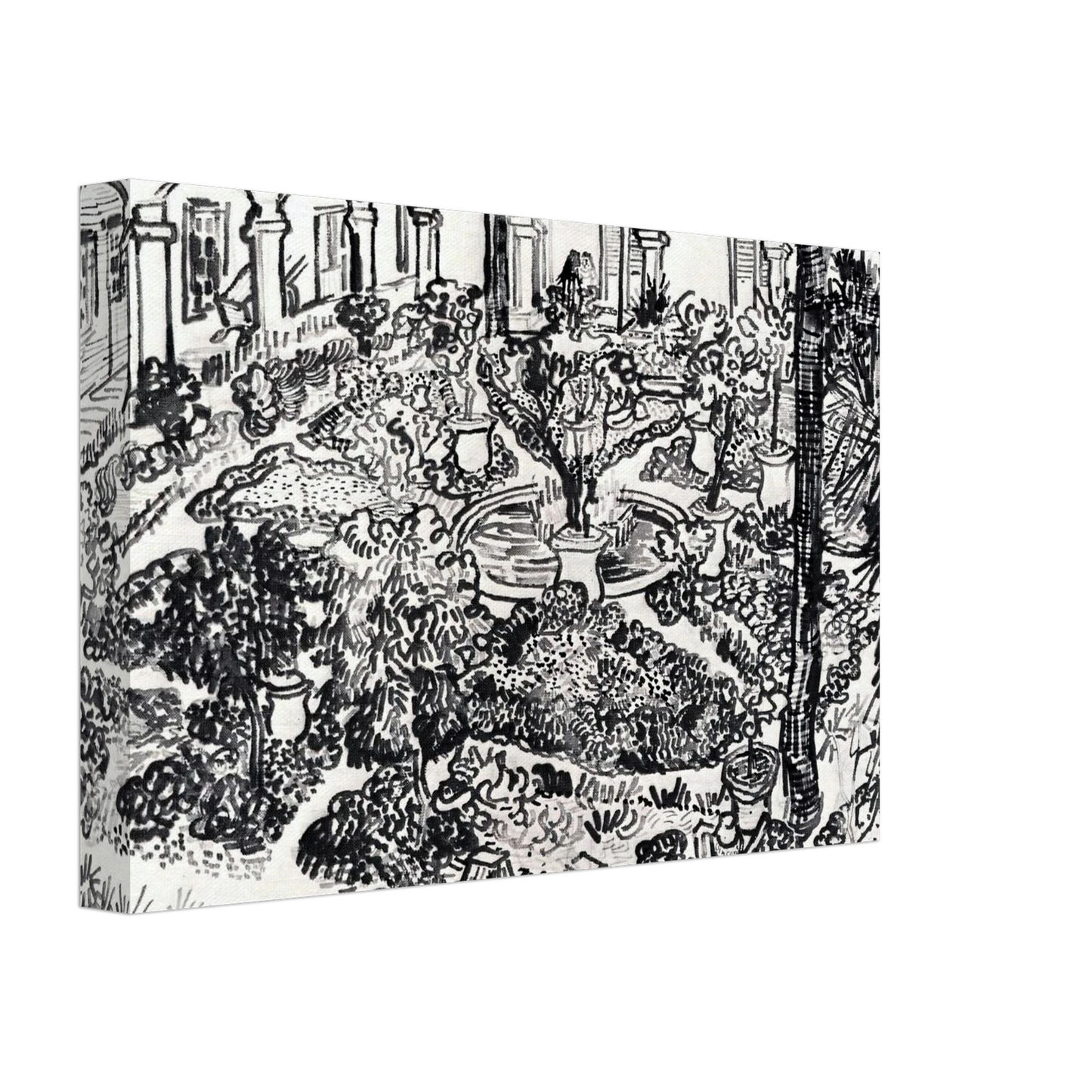 Vincent van Gogh - The Courtyard of the Hospital at Arles Canvas - 40x60 cm / 16x24 inches-canvas