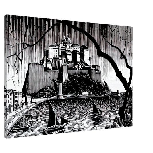 MC Escher - CITADEL OF CALVI CORSICA Canvas - 20x30 cm / 8x12 inches-canvas