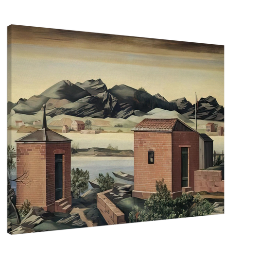 Julius Bissier - Imbarcadero a Zurigo - 1927 Canvas - 20x30 cm / 8x12 inches-canvas