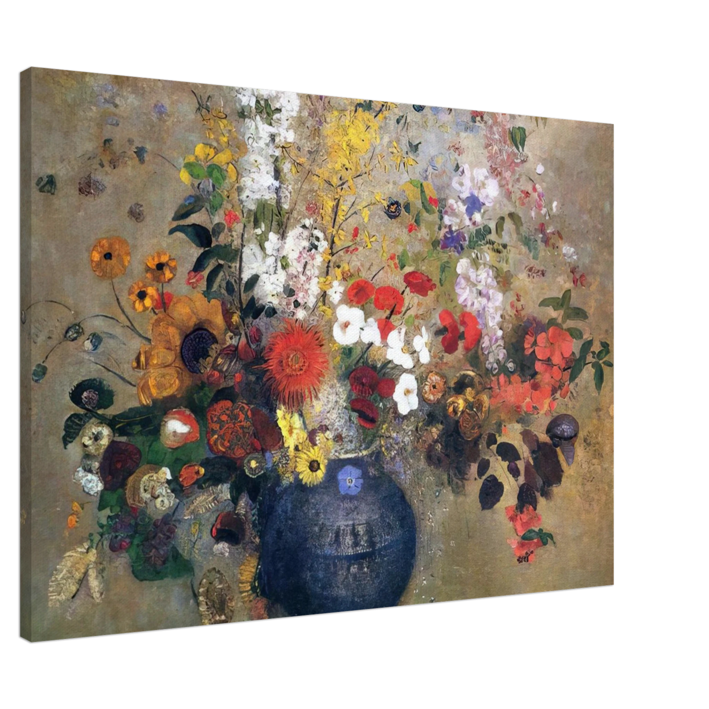 Odilon Redon - FLOWERS 1909 Canvas - 20x30 cm / 8x12 inches-canvas