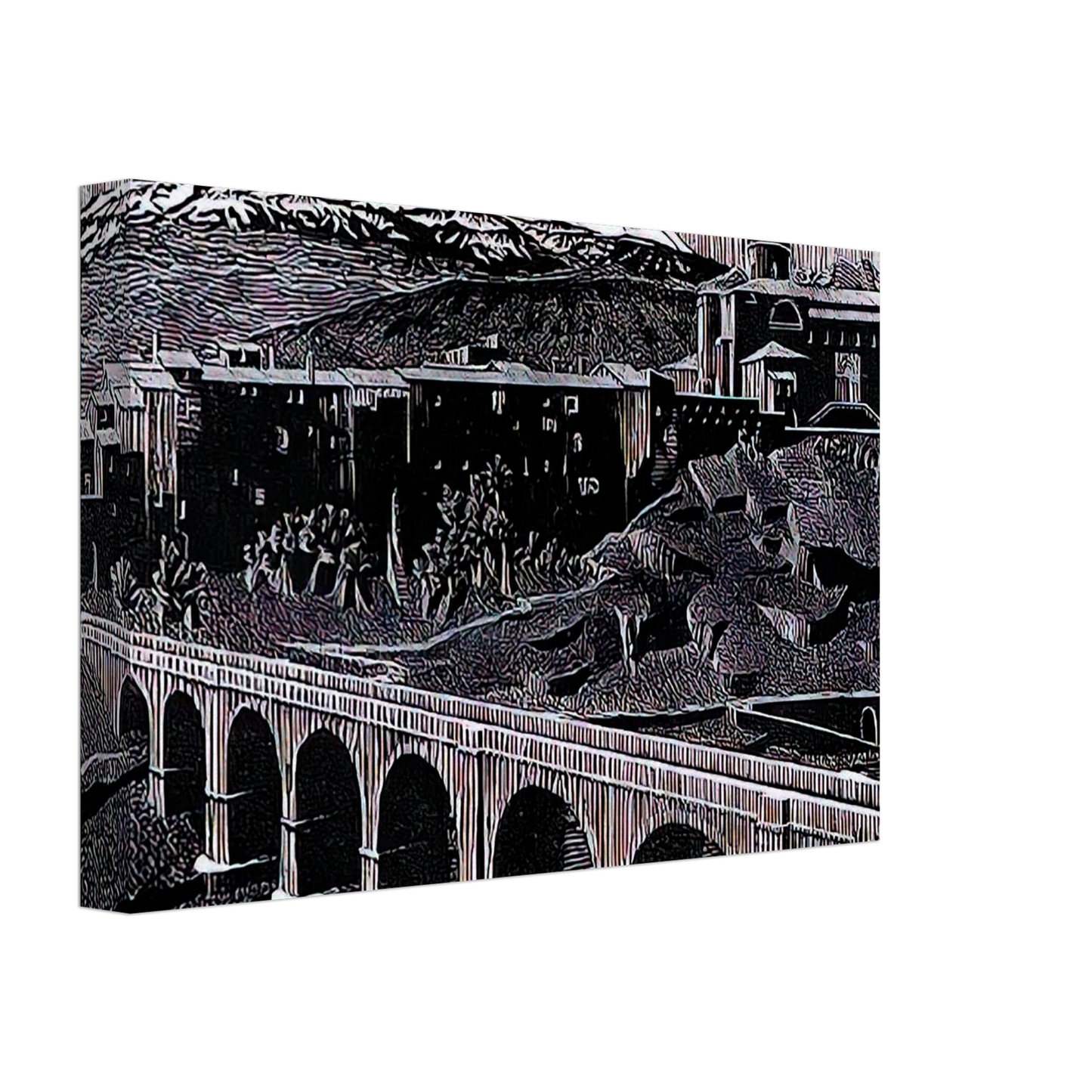 MC Escher - RANDAZZO AND MOUNT ETNA SICILY JANUARY 1933 1933 Canvas - 40x60 cm / 16x24 inches-canvas