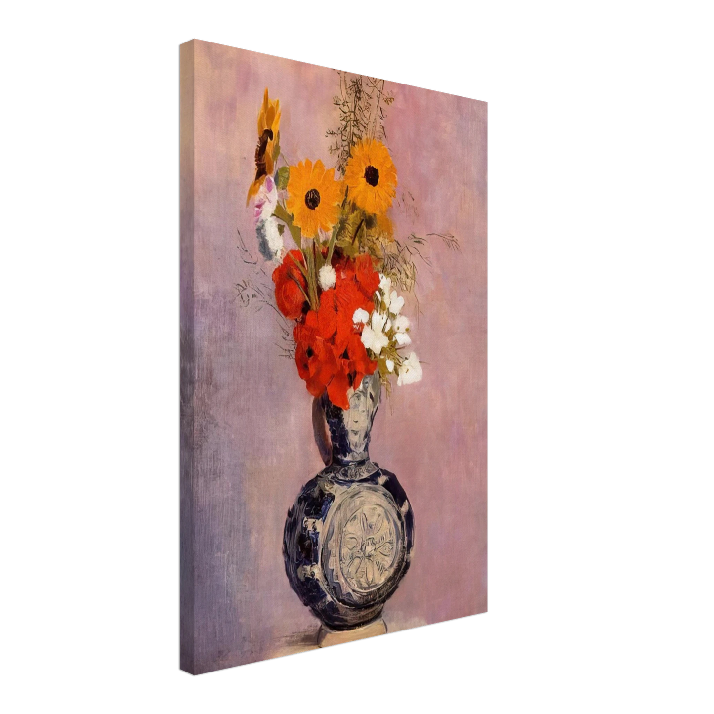 Odilon Redon - BOUQUET OF FLOWERS IN A BLUE VASE 2 Canvas - 70x100 cm / 28x40 inches-canvas