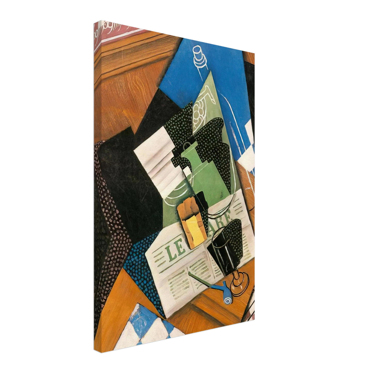 Juan Gris - WATER BOTTLE BOTTLE AND FRUIT DISH 1915 Canvas - 70x100 cm / 28x40 inches-canvas