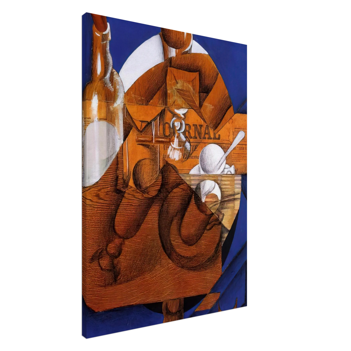 Juan Gris - GLASS CUP AND BOTTLE Canvas - 20x30 cm / 8x12 inches-canvas