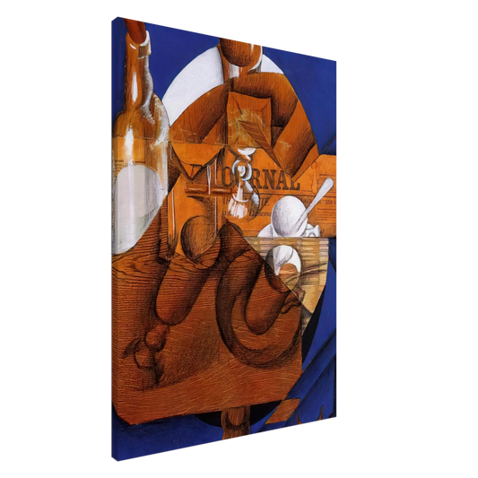 Juan Gris - GLASS CUP AND BOTTLE Canvas - 20x30 cm / 8x12 inches-canvas