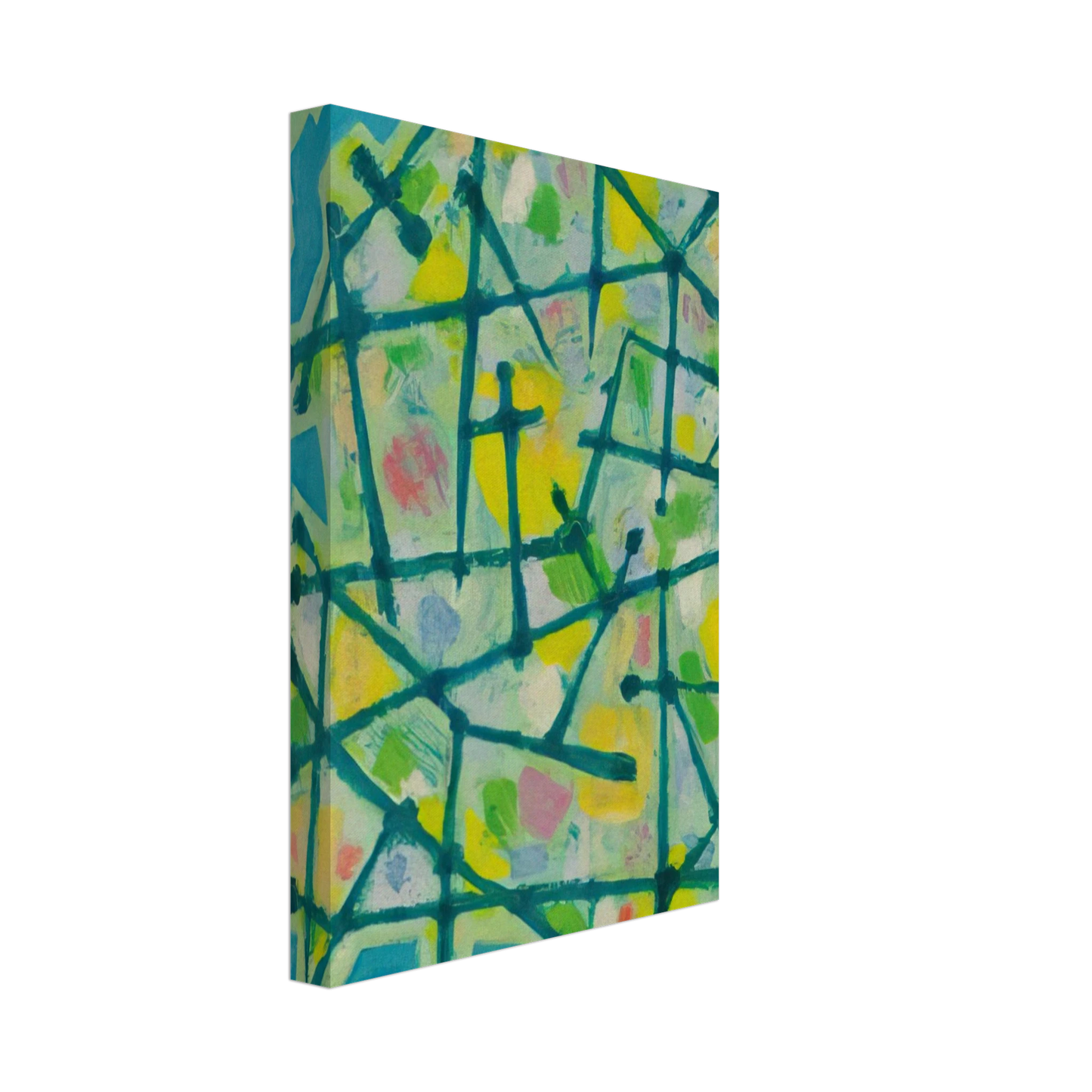 Alfred Manessier - Blue-Green Lines on Aqua Background - 1953 Canvas - 70x100 cm / 28x40 inches-canvas