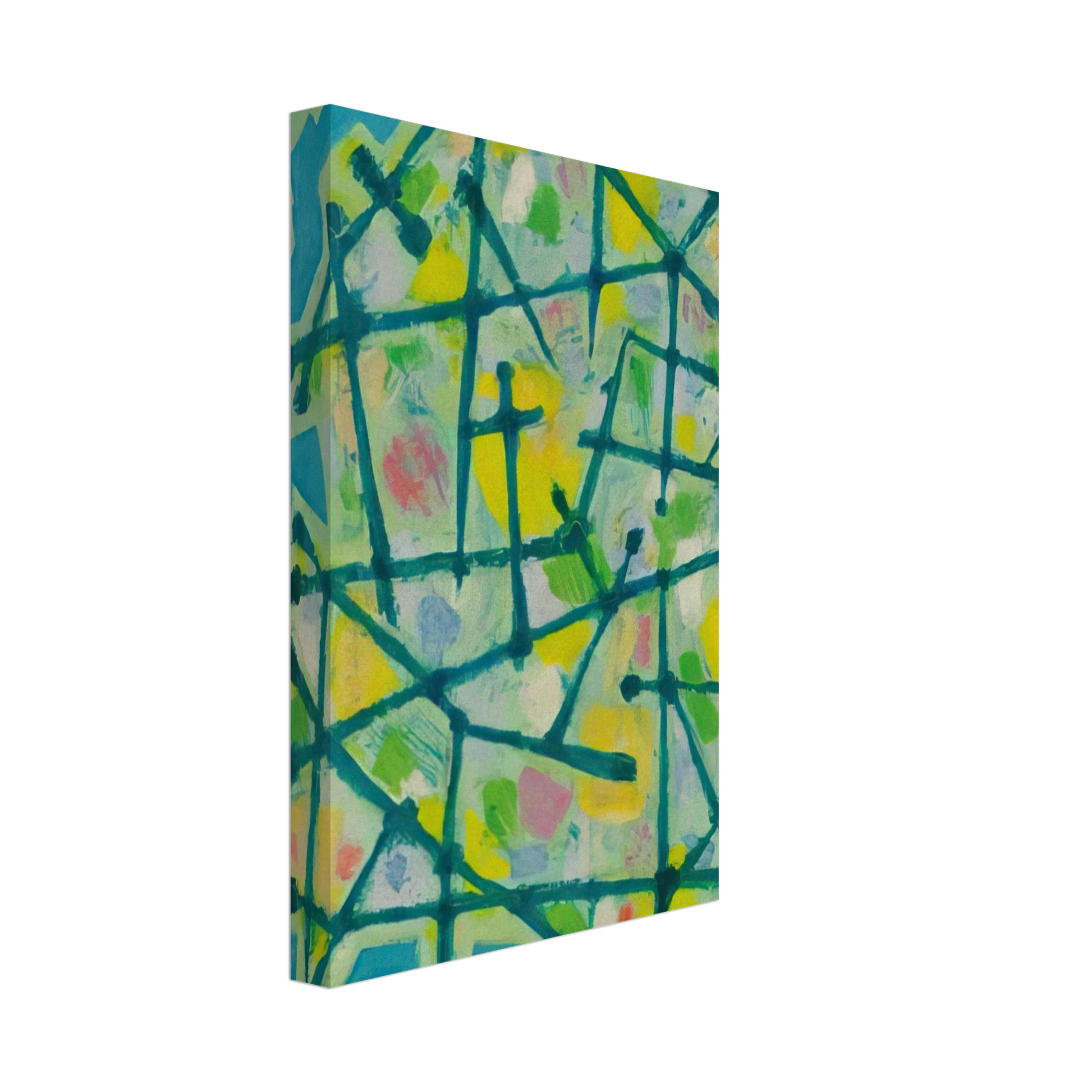 Alfred Manessier - Blue-Green Lines on Aqua Background - 1953 Canvas - 70x100 cm / 28x40 inches-canvas