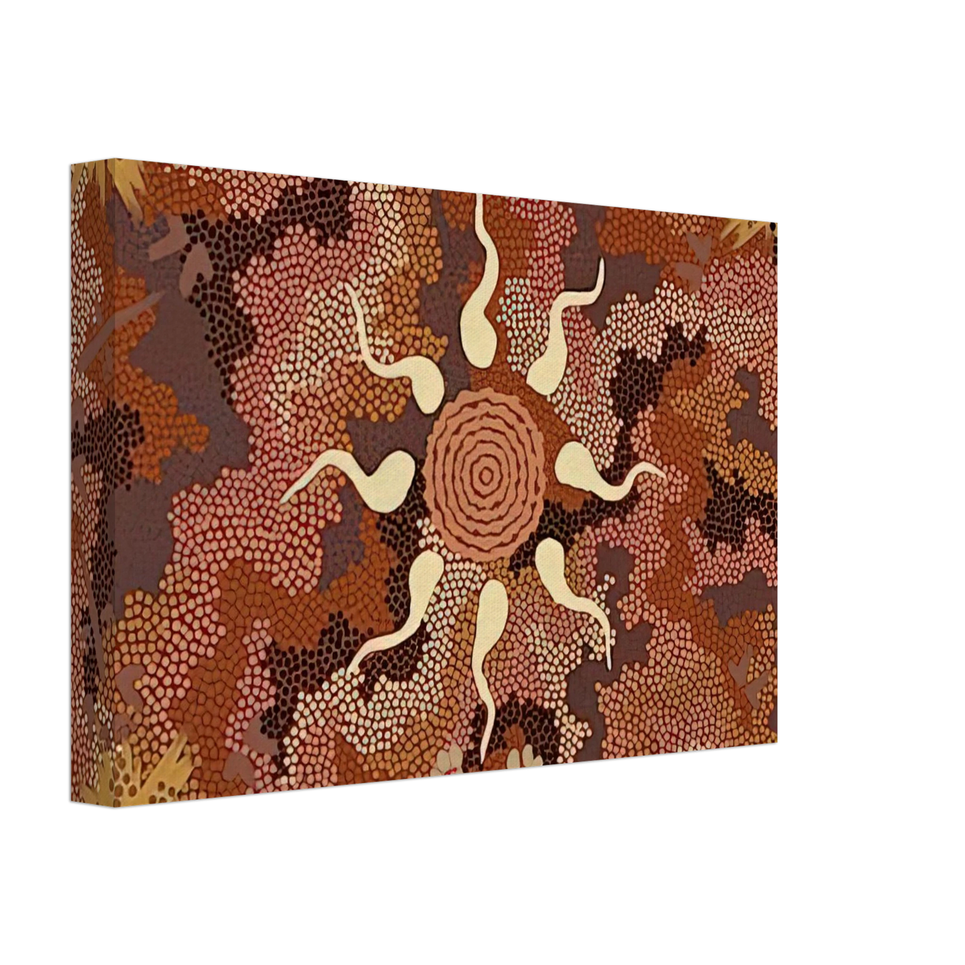 Clifford Possum Tjapaltjarri - Bush Tucker and Kangaroo Dreaming at Mount Denison - 1993 Canvas - 70x100 cm / 28x40 inches-canvas
