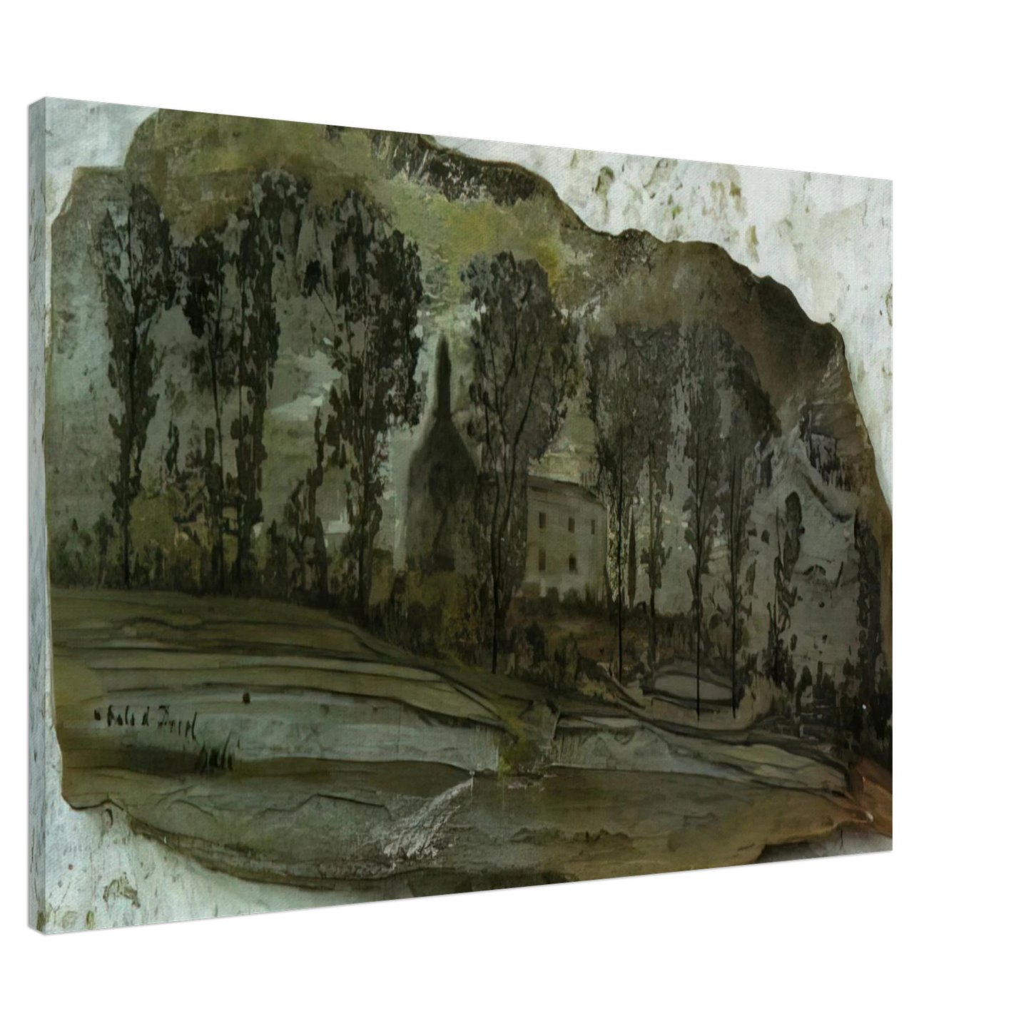 Salvador Dali - VIEW OF PUBOL Canvas - 20x30 cm / 8x12 inches-canvas