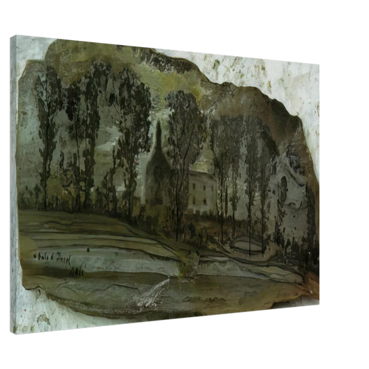 Salvador Dali - VIEW OF PUBOL Canvas - 20x30 cm / 8x12 inches-canvas