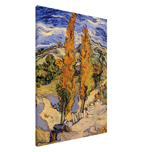 Vincent van Gogh - Two Poplars on a Hill Canvas - 20x30 cm / 8x12 inches-canvas